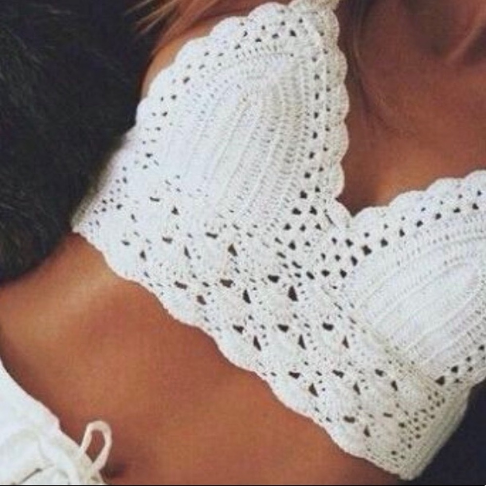 White Crotchet Halter Top